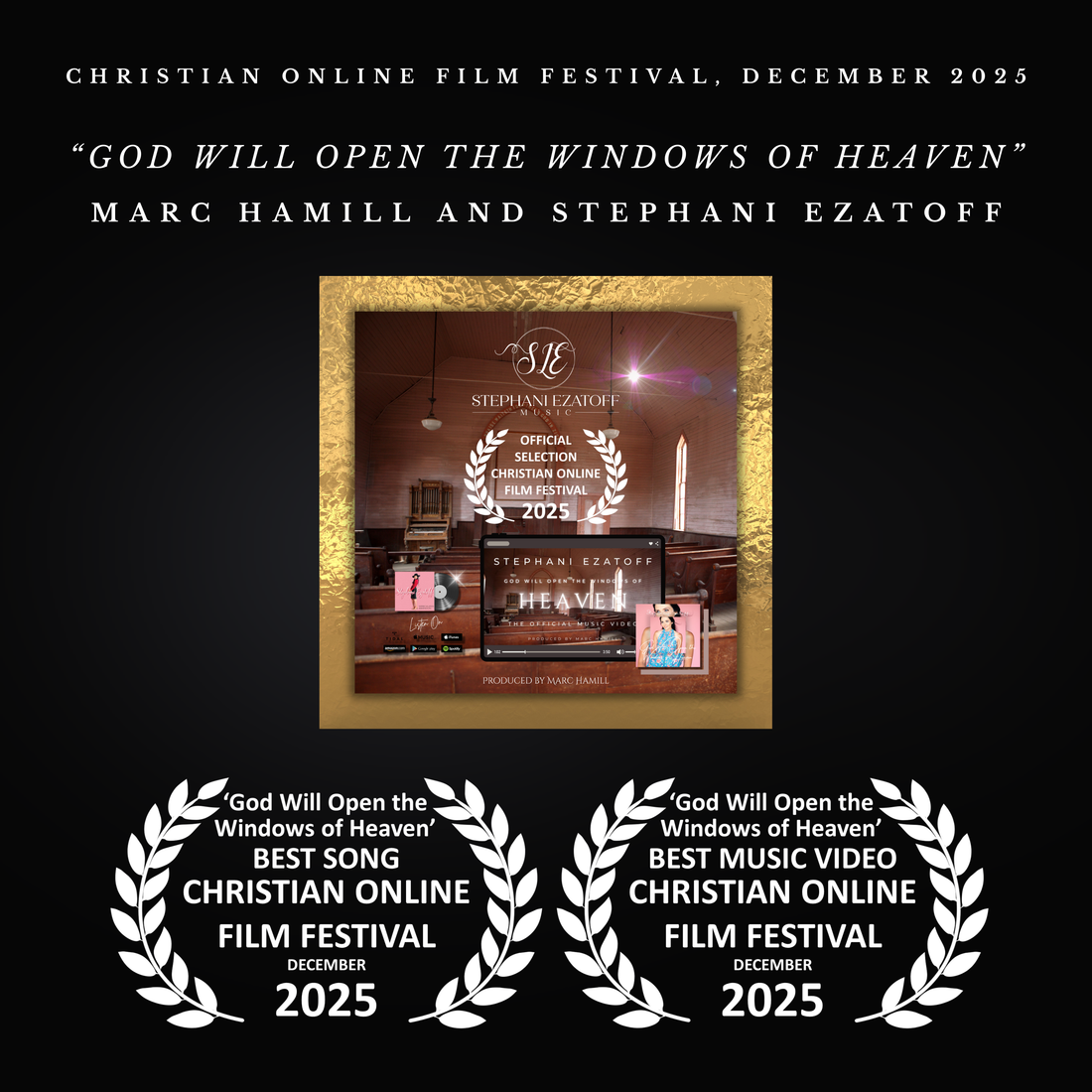 Stephani Ezatoff Wins "Best Song" in the Christian Online Film Festival!